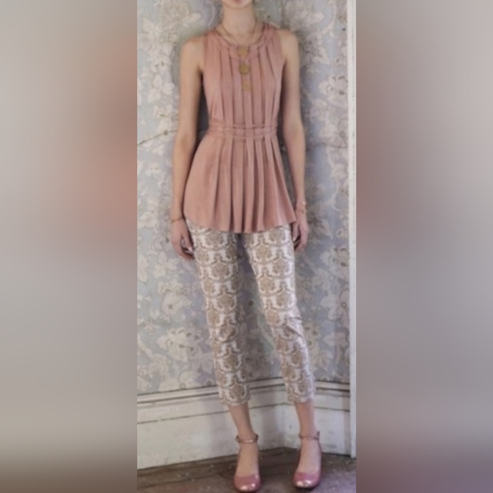Cartonnier Cream Patterned Ankle Pants - Picture 2 of 7
